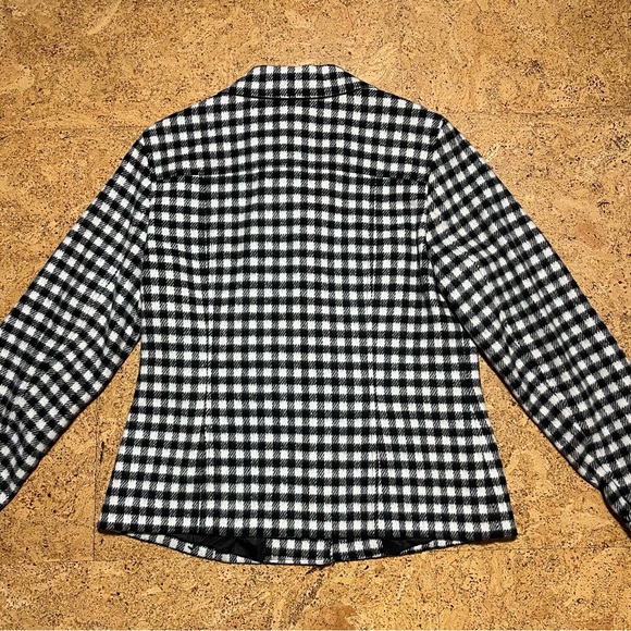 Talbots Wm’s Wool Blend Gingham Buffalo Plaid Black & White Button Jacket Sz 10P - Picture 11 of 16